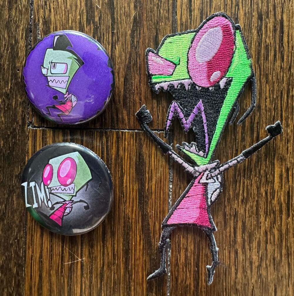 VINTAGE 2001 Invader Zim 2.25” x 5” Patch & 2 Pin Set Nickelodeon C&D Visionary